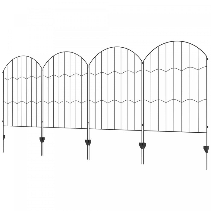 Outsunny Cloture de jardin 11,4', cloture en acier, lot de 4, noir