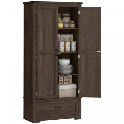 HOMCOM 69" Tall Kitchen Storage Cabinet with Adjustable Shelves, Dark Brown