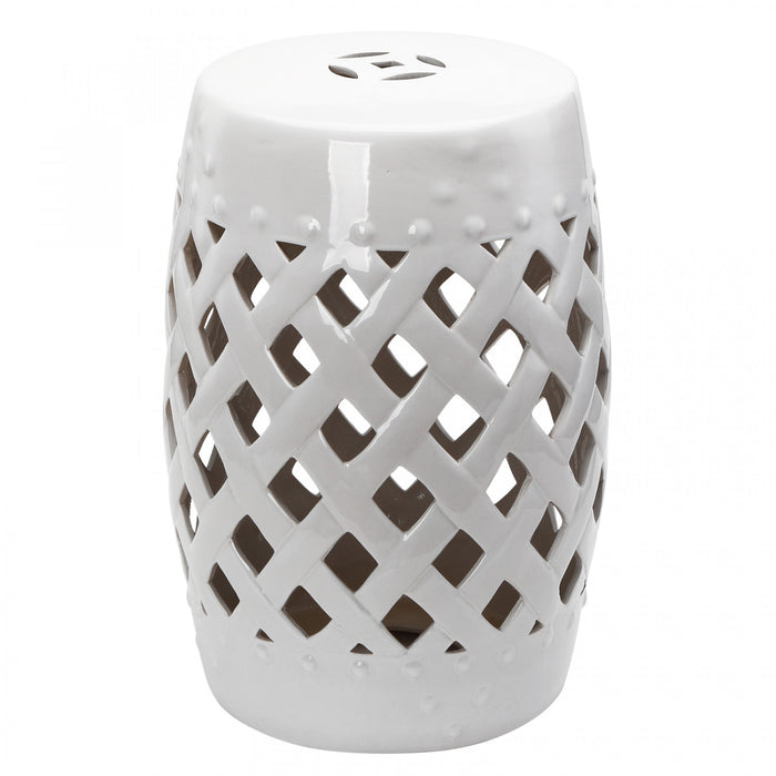 Outsunny Tabouret De Jardin Exterieur En Ceramique 13\" X 18\", Blanc