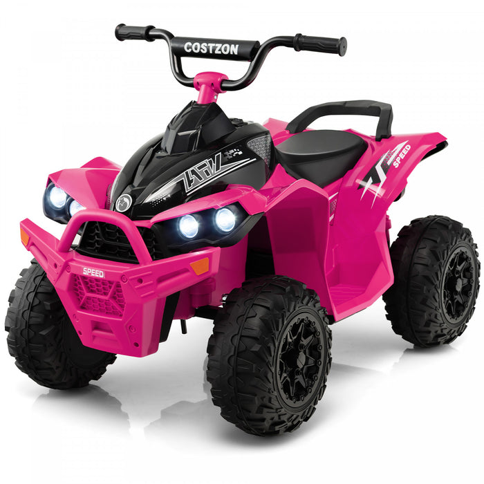 Costway 12v Batterie Alimentee Enfants Rouler Sur Atv Electrique 4 Roues Quad Car Avec Mp3 & Lumiere
