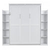 Aiden Lit escamotable Murphy avec etageres et eclairage LED, taille Queen, blanc