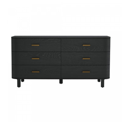 Solara Contemporary 68" Solid Wood Dresser in Black (6-Drawer) | Commode contemporaine Solara 68" en bois massif noir (6 tiroirs)