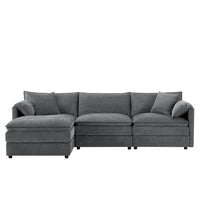 Nimbus Canape Sectionnel Modulaire en Chenille 103 po avec Ottoman et Double Coussin, Gris Fonce