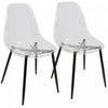 Chaise d’appoint de salle à manger moderne du milieu du 20e siècle Clara transparente et noire - ensemble de 2