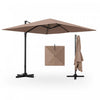 Costway Parasol suspendu carre cantilever 9,5FT avec 2 niveaux, rotation 360° pour patio exterieur couleur cafe