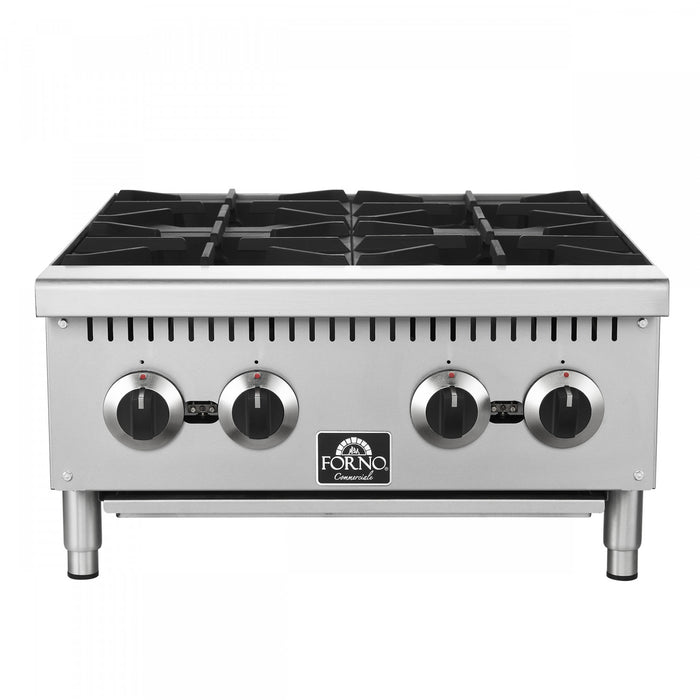 Plaque de cuisson a gaz Commerciale de 24 po avec 4 bruleurs, 104 000 BTU, acier inoxydable – FCMHP0079-24