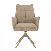 Fauteuil de salle a manger pivotant Elowen rembourre taupe (ens. de 2)