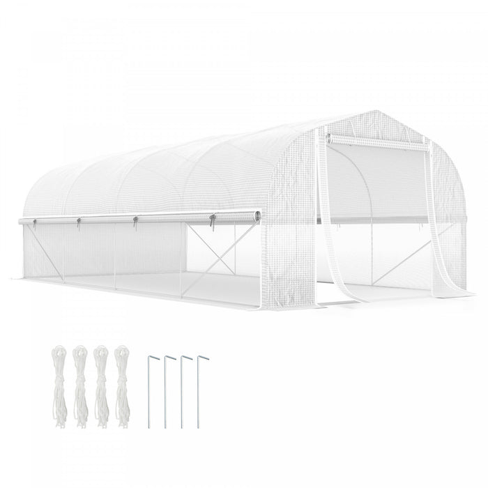 Outsunny Serre Tunnel 19,5' X 10' Avec Porte A Parois Laterales En Maille