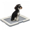 Support pour tapis de proprete PawHut, bac a litiere pour chien, utilisable a l'interieur et a l'exterieur, 63,5 x 48,3 cm, facile a nettoyer, gris