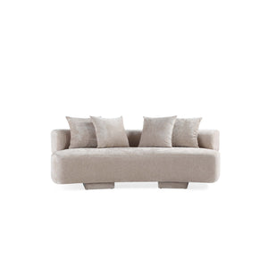 Canape en chenille beige Verandah Mid-Century Modern 231 cm