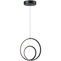 Luminaire suspendu Gabriel de Dainolite en silicone blanc qui diffuse la lumière, avec fini noir mat et ampoule à DEL de 22 W