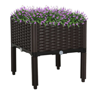 Outsunny Raised Garden Bed Pp Raised Flower Bed Vegetable Herb Grow Box Stand|Outsunny Lit De Jardin Sureleve Support De Boite De Culture D'herbes Vegetales Sureleve En Pp