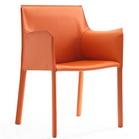 Chaise de salle à manger Paris de Manhattan Comfort en cuir à équipement - corail