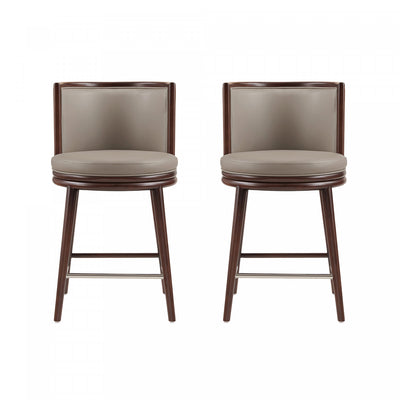 Evalyn Modern Wood Upholstered Counter Stool in Taupe - Set of 2 | Tabouret de comptoir moderne en bois et tissu Evalyn, taupe - Lot de 2