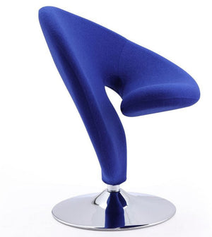 Fauteuil d’appoint pivotant Curl de Manhattan Comfort en chrome poli et en mélange de laine - bleu