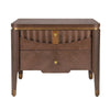 La table de nuit moderne Liam avec design en vague et 2 tiroirs de rangement, couleur marron