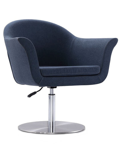 Manhattan Comfort Voyager Brushed Metal Woven Swivel Adjustable Accent Chair - Smokey Blue|Chaise d’appoint réglable pivotante Voyager de Manhattan Comfort en métal brossé et en tissu - bleu fumé