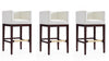 Tabouret de bar rembourre en bois style Mid-Century Modern Kingsley, ivoire - Lot de 3