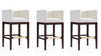 Tabouret de bar rembourre en bois style Mid-Century Modern Kingsley, ivoire - Lot de 3