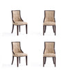Chaise de salle a manger traditionnelle en bois avec revetement en tissu beige Fifth Avenue - Lot de 4