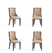  Chaise de salle a manger traditionnelle en bois avec revetement en tissu beige Fifth Avenue - Lot de 4