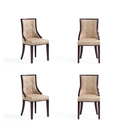 Fifth Avenue Traditional Wood Upholstered Dining Chair in Tan - Set of 4 | Chaise de salle a manger traditionnelle en bois avec revetement en tissu beige Fifth Avenue - Lot de 4