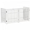 Pawhut Barriere De Securite Pour Animaux Barriere Modulable Pliable 4 Panneaux En Bois De Pin Massif 2 Pieds Support 120\" X 14\" X 32.25\" Blanc Et Noir