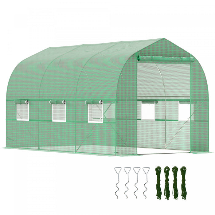 Outsunny Serre Tunnel Pour Plantes D'exterieur 6,6' X 11' X 7', Vert