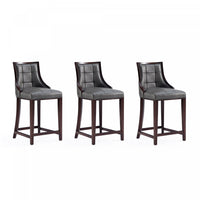  Tabouret de comptoir traditionnel en bois Fifth Avenue avec assise rembourree, graphite - Lot de 3