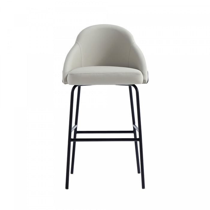 Tabouret de bar moderne en metal Gracie avec revetement en tissu, gris pierre et noir
