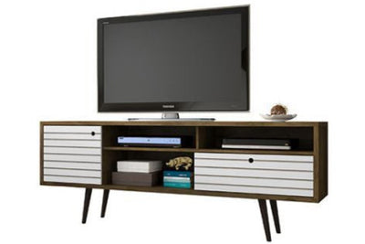 Manhattan Comfort Liberty 70.86" Mid-Century Modern TV Stand with 4 Shelving Spaces & 1 Drawer - Rus|Meuble pour téléviseur Liberty de Manhattan Comfort de 70,86 po de style moderne du milieu du 20e si