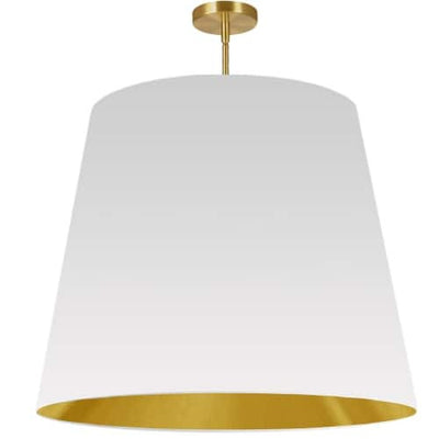 Dainolite Oversized Drum 1 Light Pendant tapered Drum XLarge White/Gold Shade Lamp|Très grand luminaire suspendu de Dainolite avec très grand abat-jour cylindrique effilé blanc et doré, et 1 ampoule