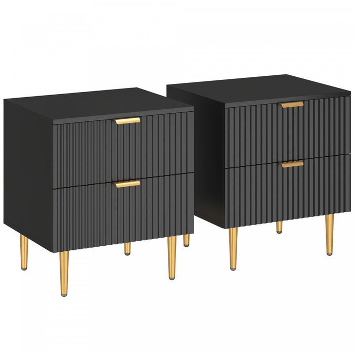 HOMCOM Set de 2 tables de chevet, table d'appoint avec 2 tiroirs, noir