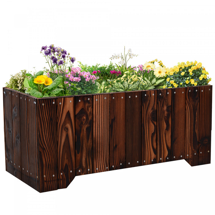 Outsunny 37,5\"x15\"x15,75\" Lit De Jardin Sureleve Lit De Jardin En Bois Jardiniere D'exterieur Boite Rectangulaire Boite De Jardiniere De Legumes Surelevee Boite De Culture Pour Le Jardinage Exterieur De Balcon De Terrasse De Patio