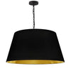 Grand luminaire suspendu Brynn de Dainolite avec abat-jour noir et doré, fini noir et 1 ampoule
