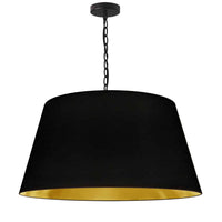Grand luminaire suspendu Brynn de Dainolite avec abat-jour noir et doré, fini noir et 1 ampoule