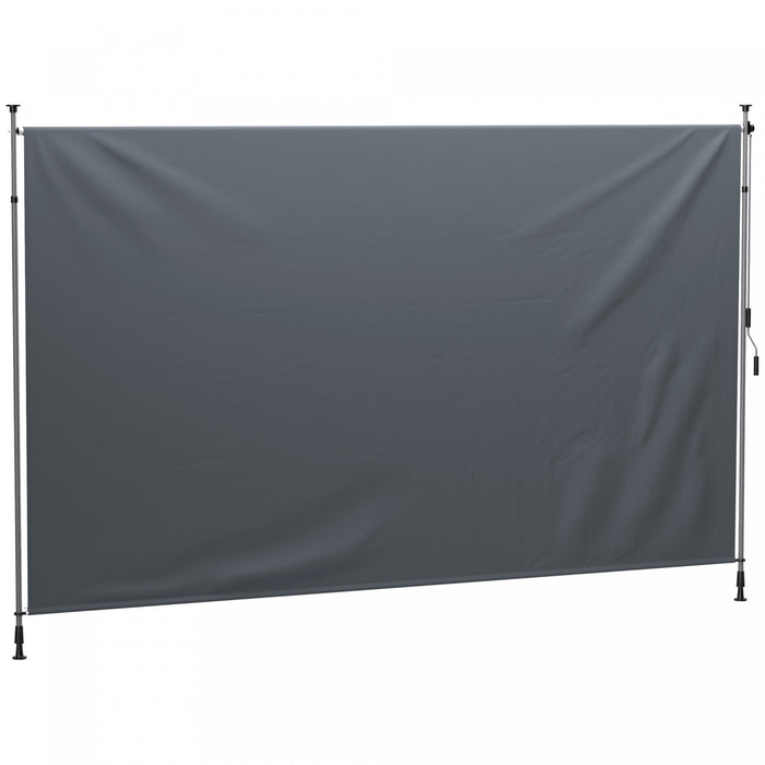 Outsunny Auvent De Patio Retractable, Ecran De Confidentialite, Gris Fonce