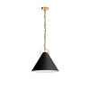 Luminaire suspendu Princeton de Dainolite de 16 po de diamètre avec abat-jour noir, fini laiton vieilli et 1 ampoule