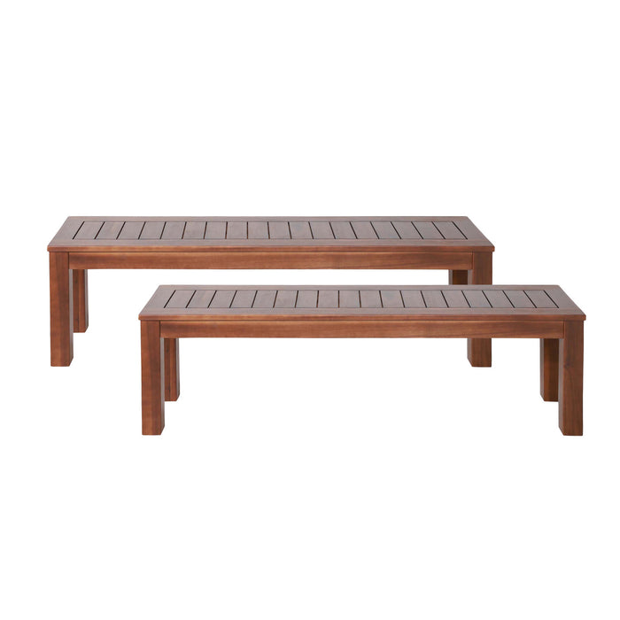 Ensemble De 2 Bancs Georgia En Bois D’acacia A Lattes De 61,75\", Brun Fonce