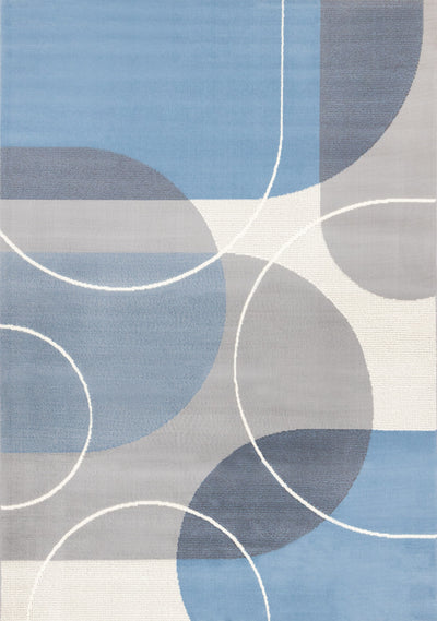 Forte Blue Grey White Half-Circles Geometric Area Rug - 7'9" x 10'6"|Carpette Forte bleue, grise et blanche à motif géométrique de demi-cercles - 7 pi 9 po x 10 pi 6 po