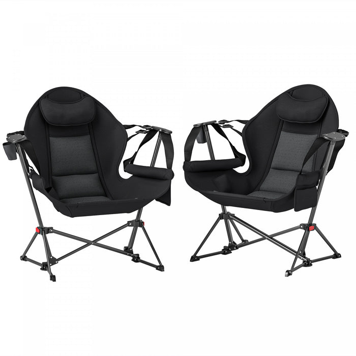 Outsunny Lot De 2 Chaises De Camping Hamac Avec Dossier Reglable