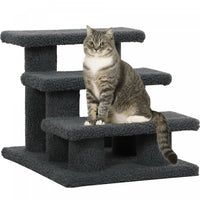 Pawhut Escalier A Gratter Pour Chat A Plusieurs Niveaux, 3 Marches Avec Moquette, Gris