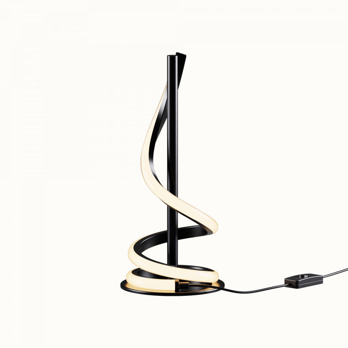 Lampe de table sculpturale courbée à DEL de 16 po noir mat 