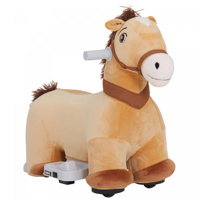 Qaba 6v Powered Ride-On Horse, Battery Powered Kids Electric Ride On Horse, Riding Pony Toy With Mus|Qaba Cheval Electrique 6 V Alimente Par Batterie Pour Enfants De 18 A 36 Mois, Jouet Animal Avec Mus
