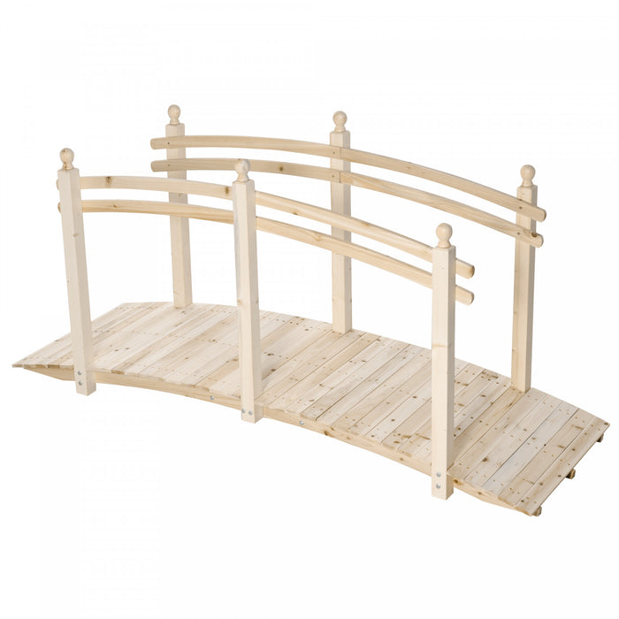 Outsunny Pont De Jardin Decoration Exterieure Pont De Bassin Passerelle En Bois Bois De Sapin Naturel