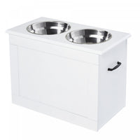 Station De Stockage D'alimentation Pour Animaux De Compagnie Surelevee Pawhut Avec Base De 2 Bols En