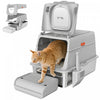 XL Stainless Steel Cat Litter Box with Flip Cover, Pedal
