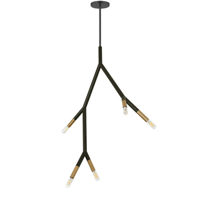 Dainolite Morgan 5 Light Pendant Matte Black/Aged Brass Finish Lamp|Luminaire suspendu Morgan de Dainolite avec fini noir mat et laiton vieilli et 5 ampoules