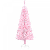 Homcom Sapin De Noel Artificiel Fin Floque Avec Base En Acier, Rose