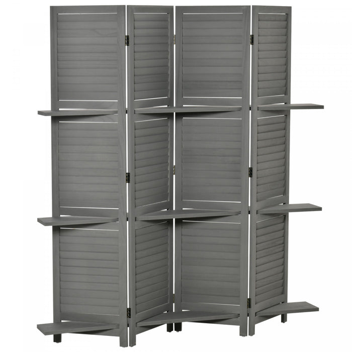 Homcom Separateur A 4 Panneaux De 5.6\" 3 Etageres De Rangement